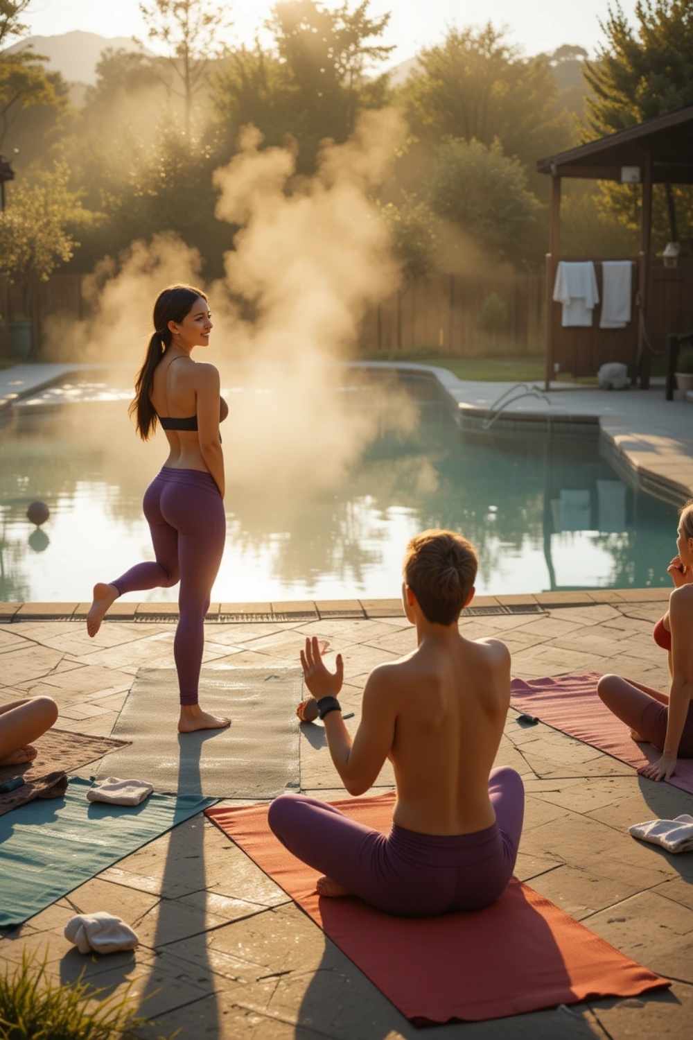Yoga on Pool Day